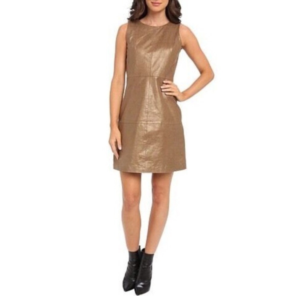 Belle Badgley Mishka leather panel mini dress